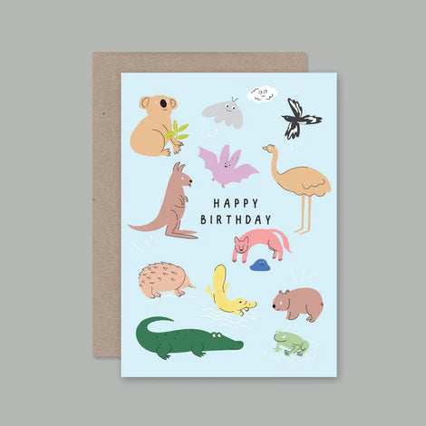 AHD Happy Birthday Australian Animals Greeting Card