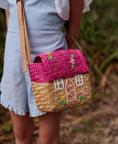 Acorn La Maison Straw Bag Pink Natural