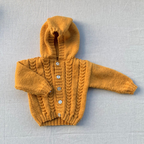 Knitted by Nana Cardigan With Hood - Curry