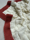 Knitted By Nana Georgie Blanket Cream and Rust - 600 x 600mm