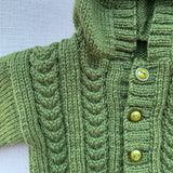 Knitted by Nana Hooded Cardigan - Moss