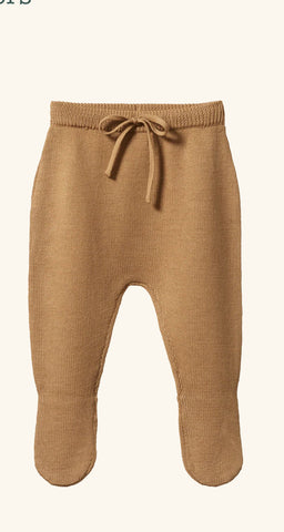 Nature Baby Merino Knit Footed Romper Caramel
