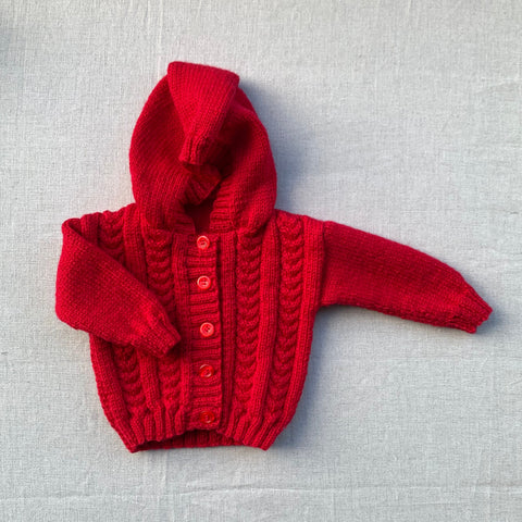 Knitted by Nana Cardigan With Hood - Love Heart