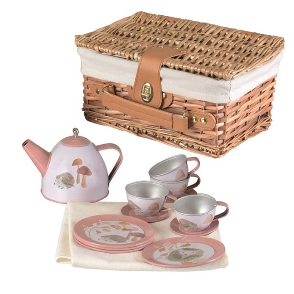 Egmont Tin Tea Set Wicker Basket  Hedgehog