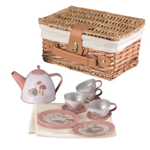 Egmont Tin Tea Set Wicker Basket  Hedgehog