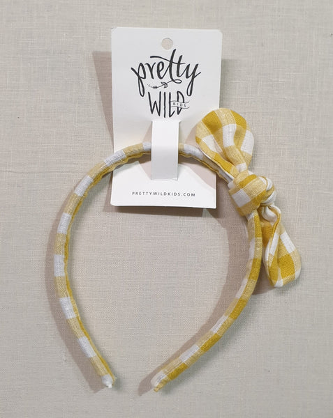 Pretty Wild Kids Sammy Headband Yellow Linen Check