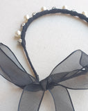 Milk x Soda Pearl / Stone Tie Up Headband - Black