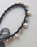 Milk x Soda Pearl / Stone Tie Up Headband - Black