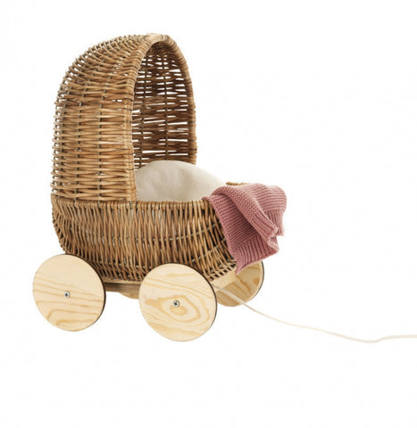 Les Petits Egmont Pull Along Small Wicker Pram