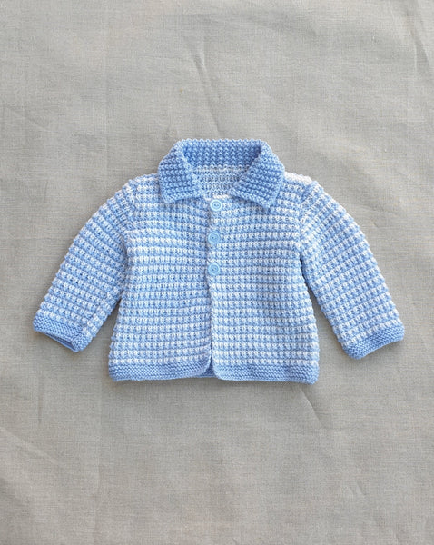 Knitted by Nana Cardigan Blue Stripe