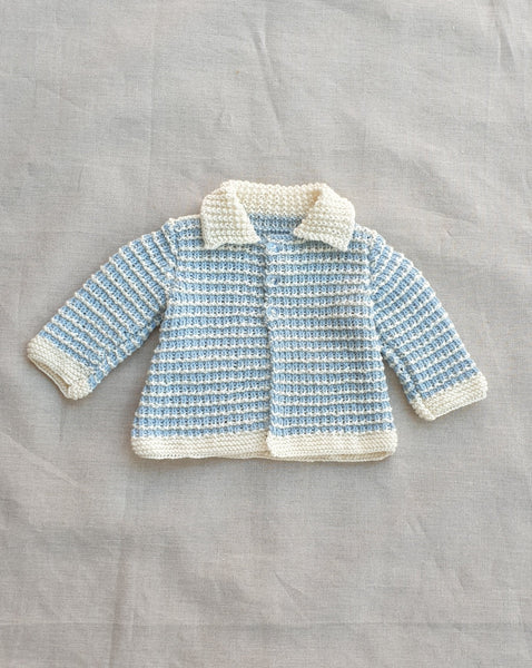 Knitted by Nana Cardigan Baby Blue Stripe