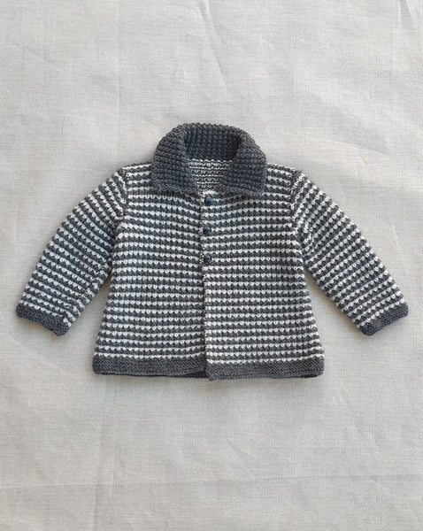 Knitted by Nana Cardigan Grey Stripe