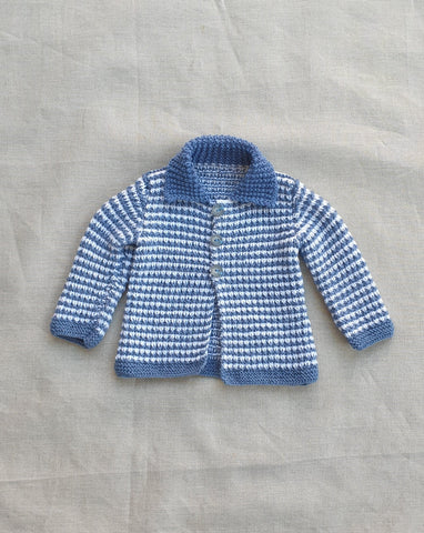 Knitted by Nana Cardigan Steel Blue Stripe