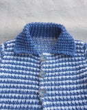 Knitted by Nana Cardigan Steel Blue Stripe