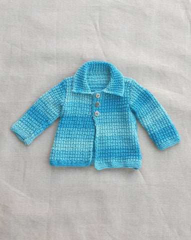 Knitted by Nana Cardigan Aqua Gradient Stripe