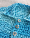 Knitted by Nana Cardigan Aqua Gradient Stripe