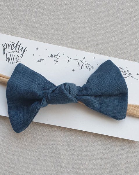 Pretty Wild Lucille Bow Elastic Headband Denim