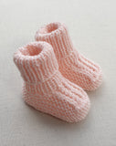 Knitted by Nana Cuffed Booties Pale Pink