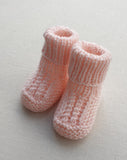 Knitted by Nana Cuffed Booties Pale Pink