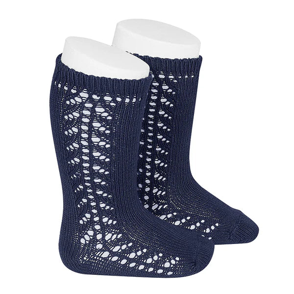 Condor Side Openwork Knee High Socks (#480 Navy)