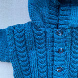 Knitted by Nana Cardigan With Hood - Coastal Blue