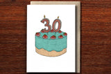 The Nonsense Maker Number 30 Thirtieth Birthday Cake Card