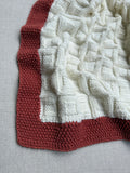 Knitted By Nana Georgie Blanket Cream and Rust - 600 x 600mm
