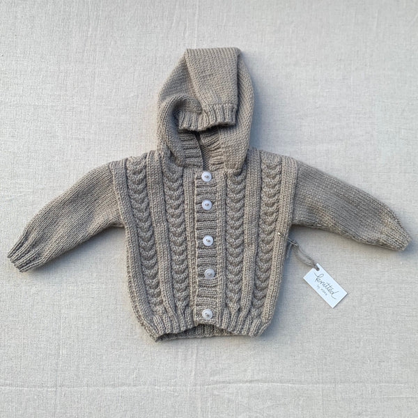 Knitted by Nana Cardigan With Hood - Koala