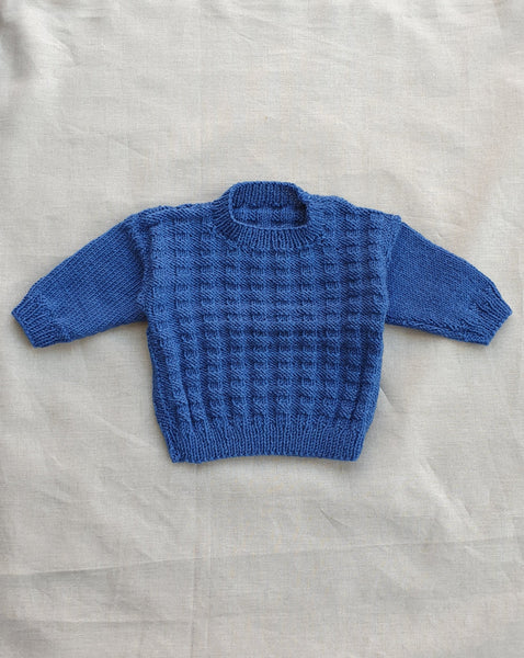 Knitted by Nana Jumper Royal Blue Grid