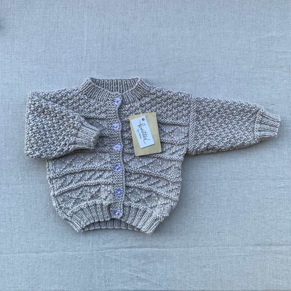 Knitted by Nana Basil Cardigan - Stone