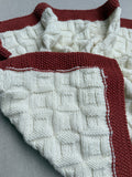 Knitted By Nana Georgie Blanket Cream and Rust - 600 x 600mm