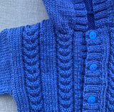 Knitted by Nana Cardigan With Hood - Cool Iris