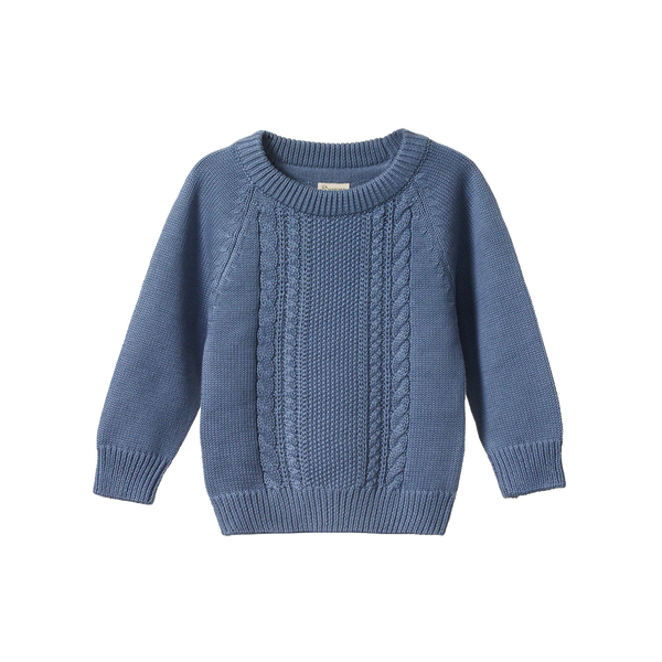 Nature Baby Billy Jumper - Dusky Blue Cable Knit