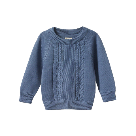 Nature Baby Billy Jumper - Dusky Blue Cable Knit