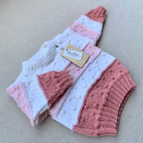 Knitted by Nana August Jumper - Multi Stripe Rose Petals