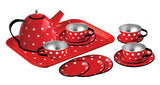 Tin Tea Set Red Polka Dot