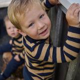 Nature Baby Merino Knit Pullover Navy/Caramel Stripe