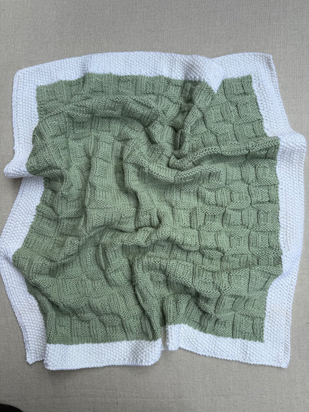 Knitted By Nana Georgie Misty Jade and Cream - 600 x 600mm