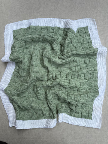 Knitted By Nana Georgie Misty Jade and Cream - 600 x 600mm