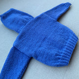 Knitted by Nana Cardigan With Hood - Cool Iris