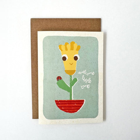 Florence Fry Welcome Little One Baby Card Daffodil