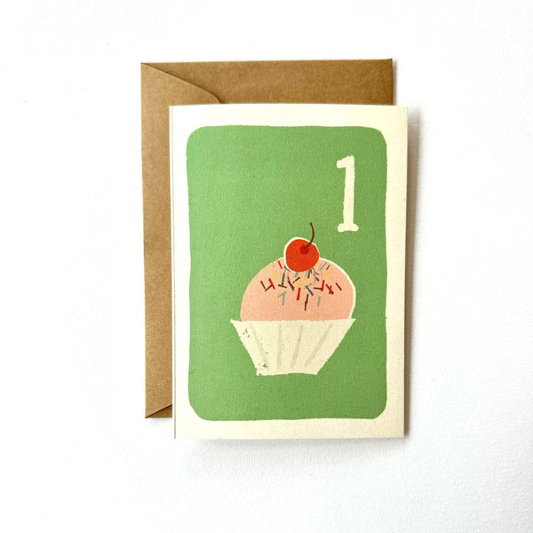 Florence Fry Number 1 Cupcake Birthday Card