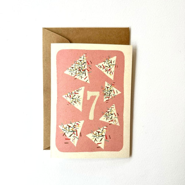 Florence Fry Number 7 Fairy Bread Birthday Card Pink