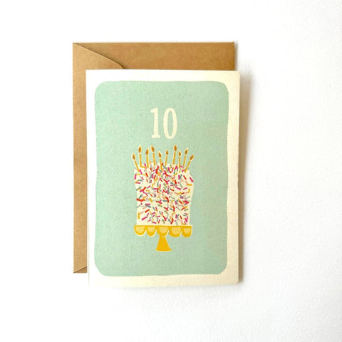 Florence Fry Number 10 Candles  Birthday Card