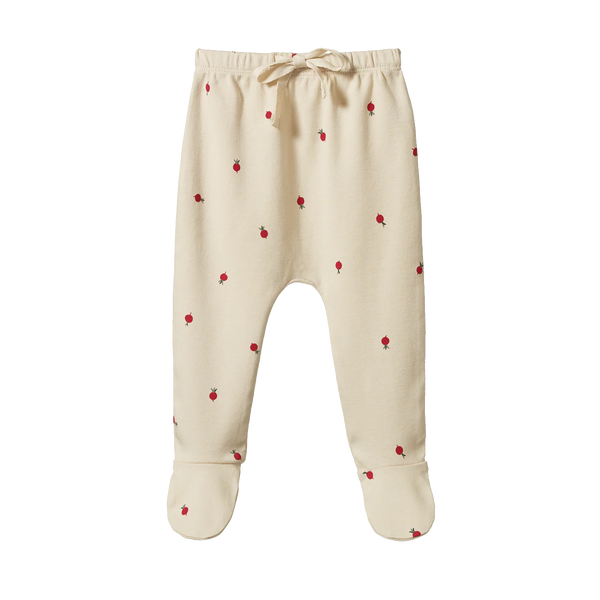 Nature Baby Footed Rompers - Radish Print
