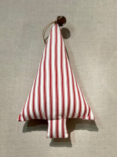 The Fancy Fox Fabric Christmas Tree - Red Ticking Stripe with Bell