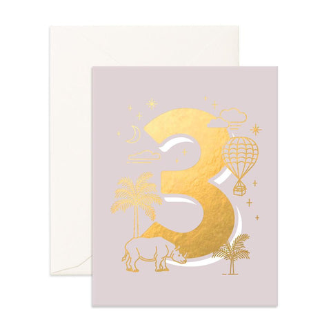 Fox & Fallow Number 3 Animals Birthday Card