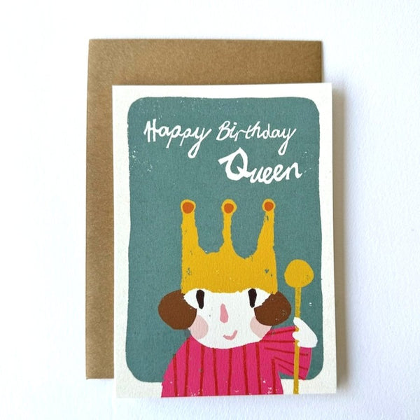 Florence Fry Queen Birthday Card Teal