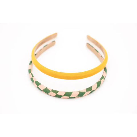 Grech & Co Set of 2 Alice Bands Checks Sunset and Orchard