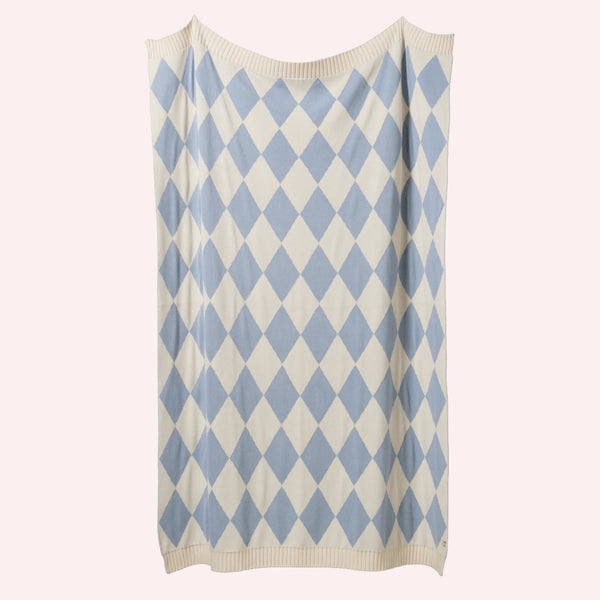 Nature Baby Dune Blanket Celestial Blue Diamond Knit Bassinet